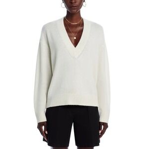 Aqua Cashmere V‎ Neck Cashmere Sweater Ivory Womens Size XXL New